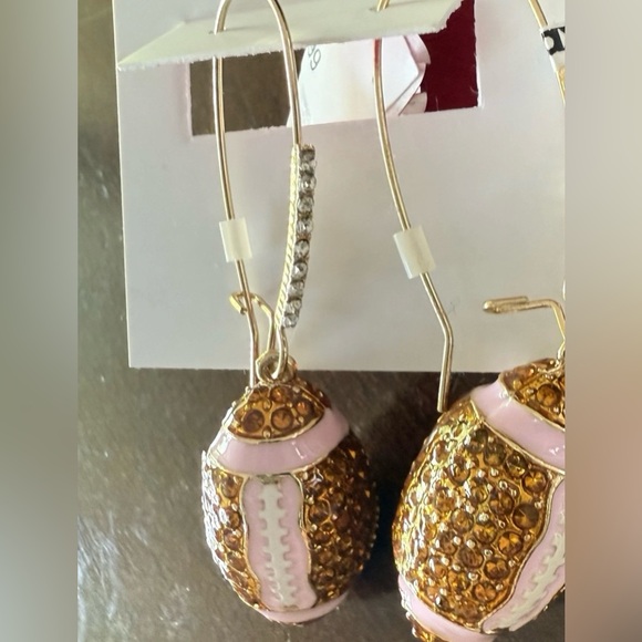 Betsey Johnson Gold and Pink Football Earrings - Picture 3 of 6